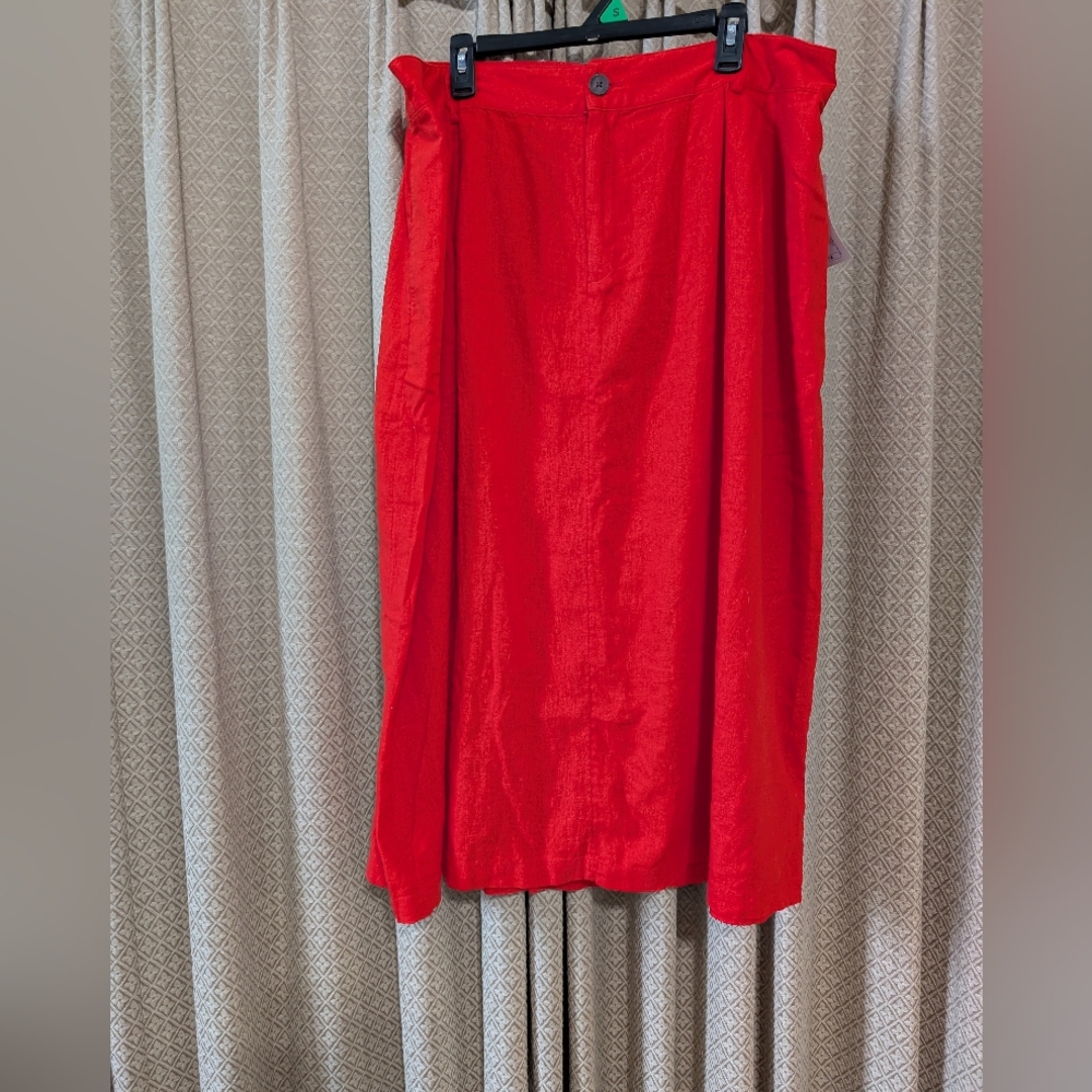 NWT Women's Size 1X A New Day Linen Skirt With Pockets & Back Elastic Waistband